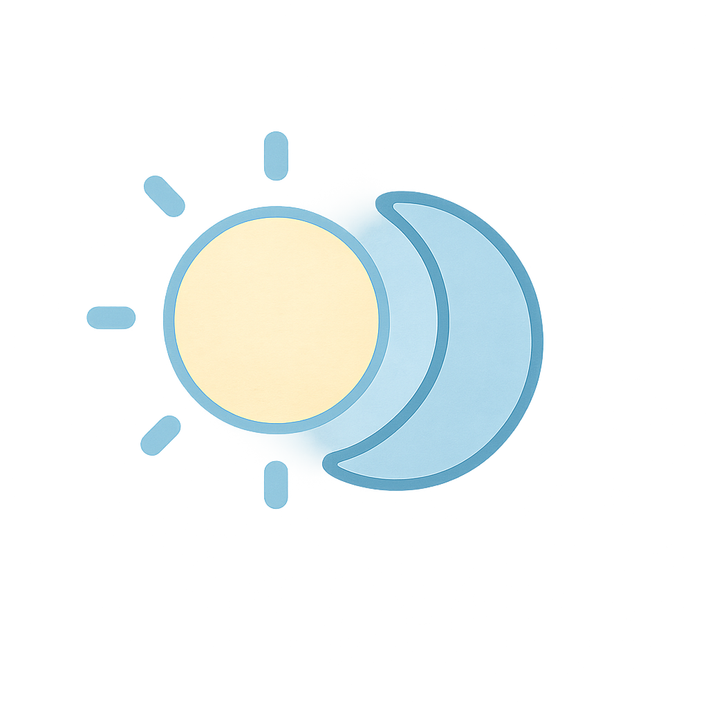 Sun dimming to moon representing brightness control
